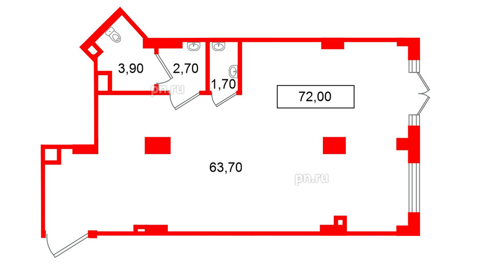 Помещение в ЖК Европейский парк, 72 м², 2 этаж