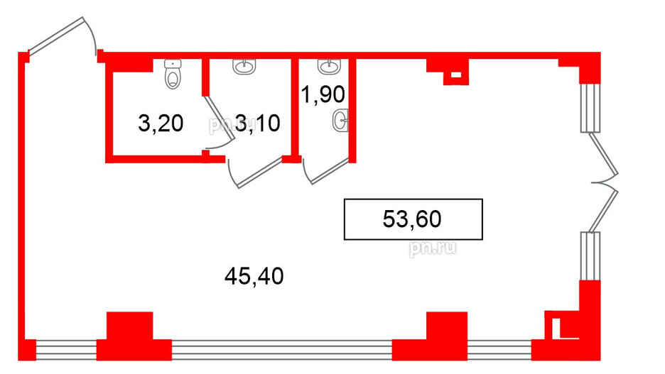 Помещение в ЖК Европейский парк, 53.6 м², 2 этаж