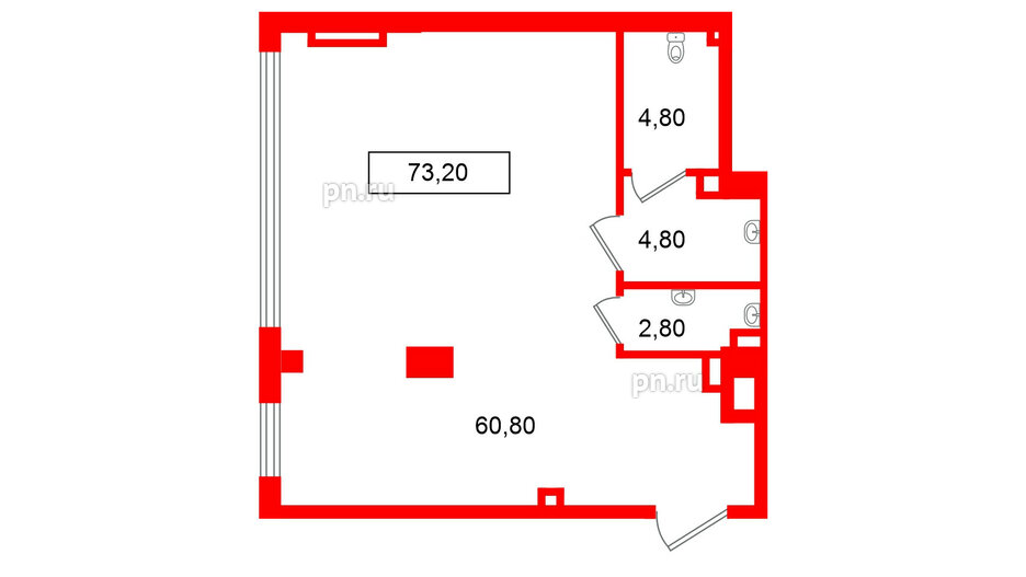 Помещение в ЖК Европейский парк, 73.2 м², 2 этаж