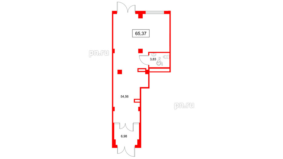 Помещение в ЖК Охтинские высоты, 65.37 м², 1 этаж