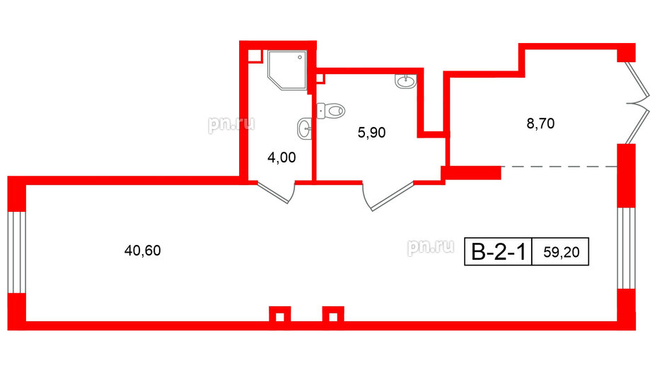 Помещение в ЖК Ягодное Река Парк, 59.2 м², 1 этаж