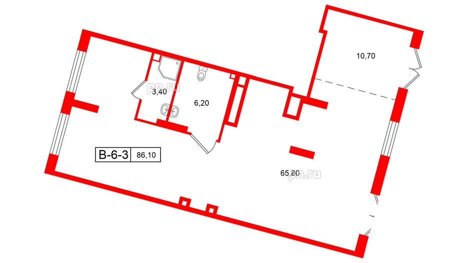 Помещение в ЖК Ягодное Река Парк, 86.1 м², 1 этаж