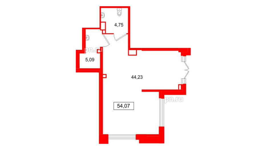 Помещение в ЖК Цивилизация на Неве, 54.07 м², 1 этаж