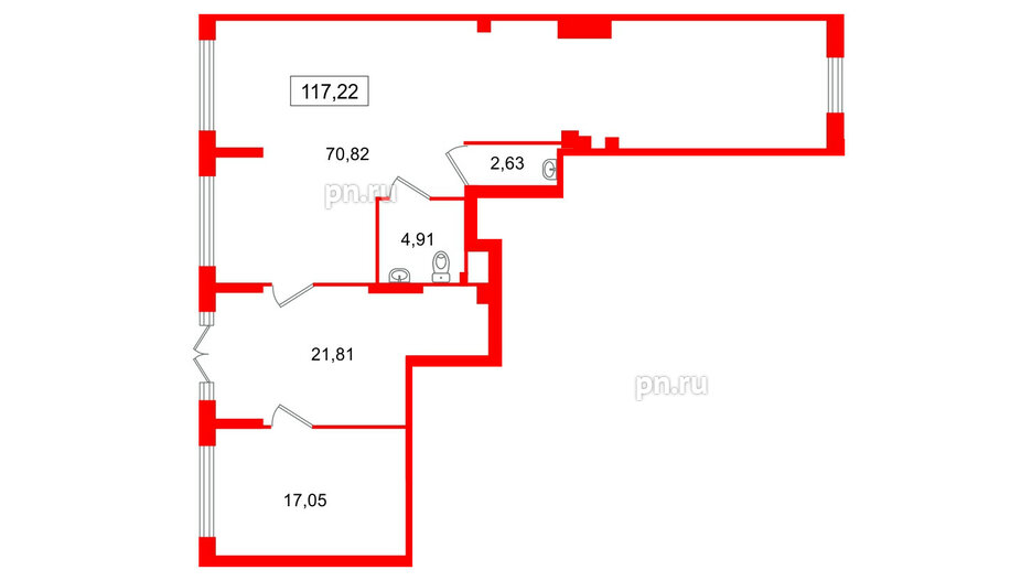 Помещение в ЖК Цивилизация на Неве, 117.22 м², 1 этаж