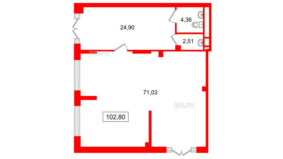 Помещение в ЖК Цивилизация на Неве, 102.8 м², 1 этаж