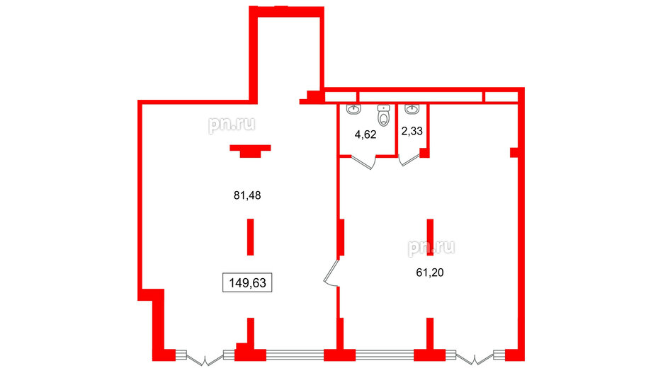 Помещение в ЖК Цивилизация на Неве, 149.63 м², 1 этаж