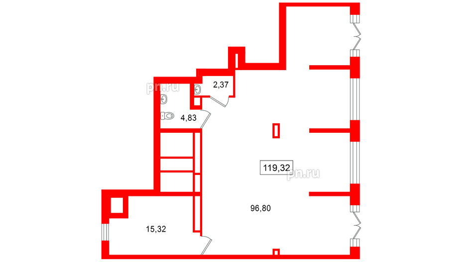 Помещение в ЖК Цивилизация на Неве, 119.32 м², 1 этаж