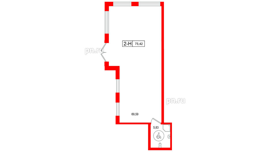 Помещение в ЖК Город спутник Южный., 75.42 м², 1 этаж