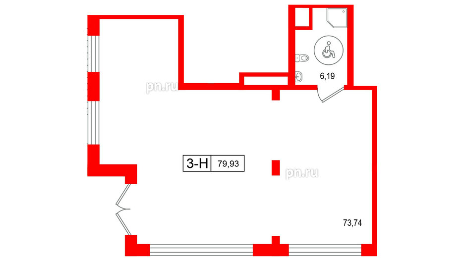 Помещение в ЖК Город спутник Южный., 79.93 м², 1 этаж