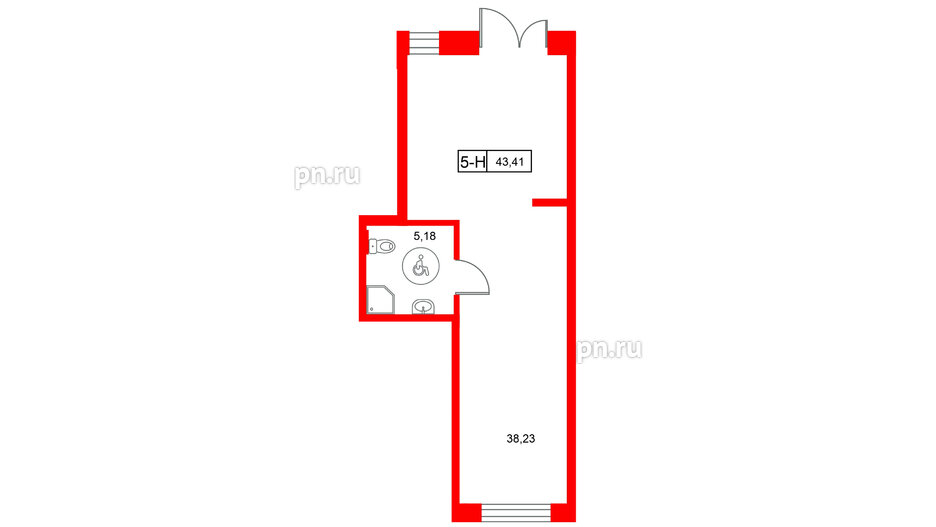 Помещение в ЖК Город спутник Южный., 43.41 м², 1 этаж