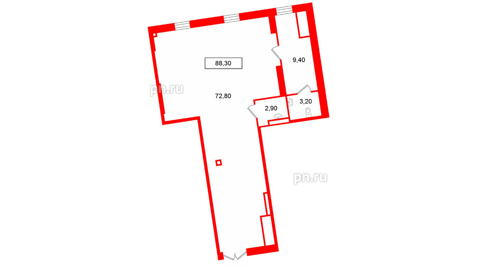 Помещение в ЖК Морская набережная 2, 88.3 м², 1 этаж