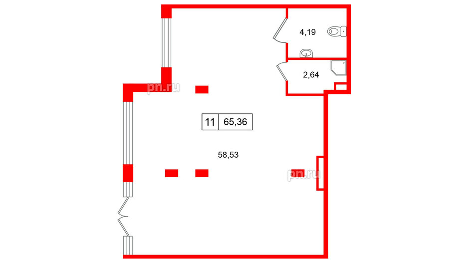 Помещение в ЖК «Дворцовый фасад╗, 65.36 м², 1 этаж