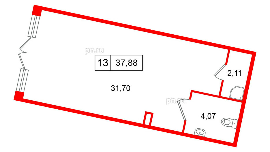 Помещение в ЖК «Дворцовый фасад╗, 37.88 м², 1 этаж