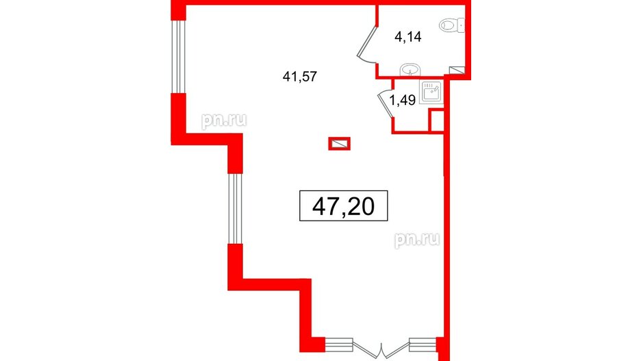 Помещение в ЖК «Дворцовый фасад», 47.2 м², 1 этаж