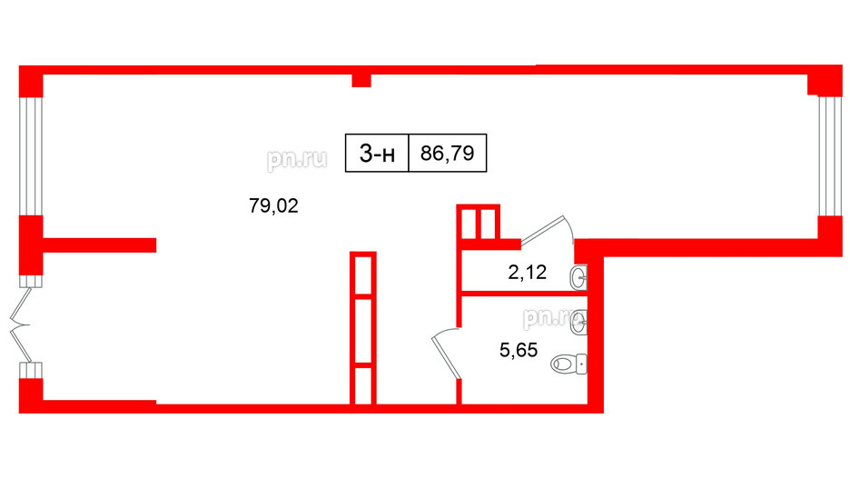 Помещение в ЖК Цивилизация на Неве, 86.79 м², 1 этаж