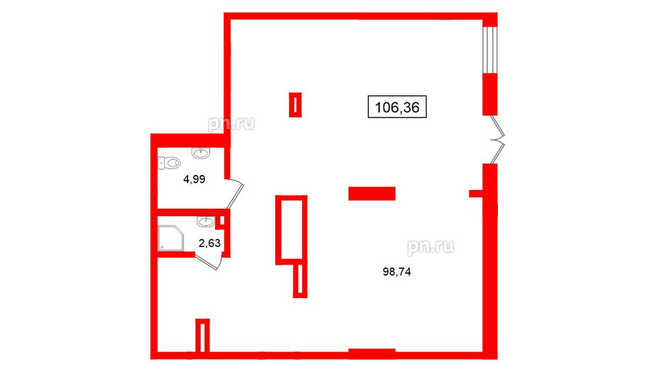 Помещение в ЖК Морская миля, 106.36 м², 1 этаж