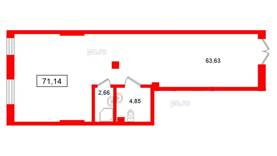 Помещение в ЖК Морская миля, 71.14 м², 1 этаж
