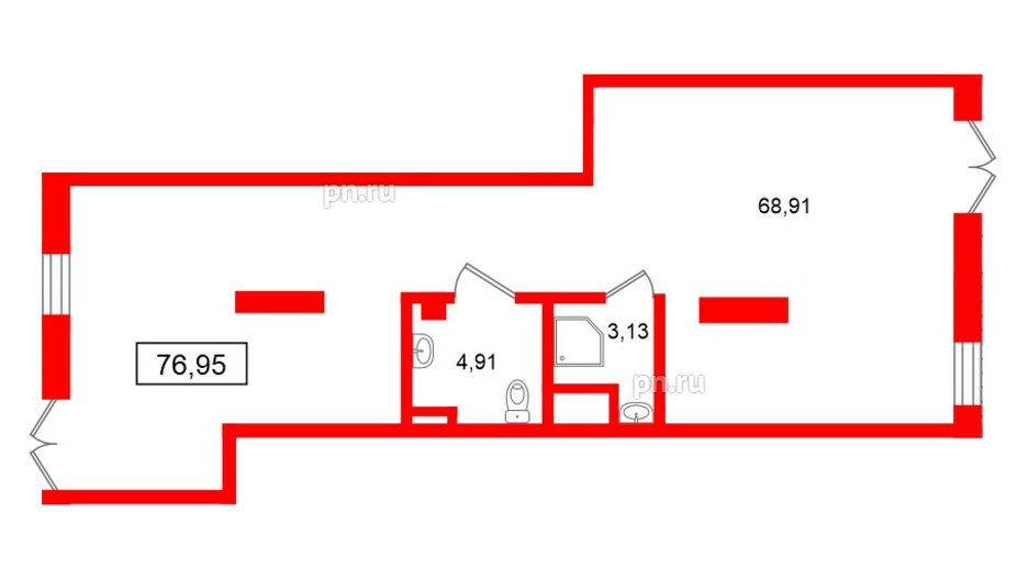 Помещение в ЖК Морская миля, 76.95 м², 1 этаж