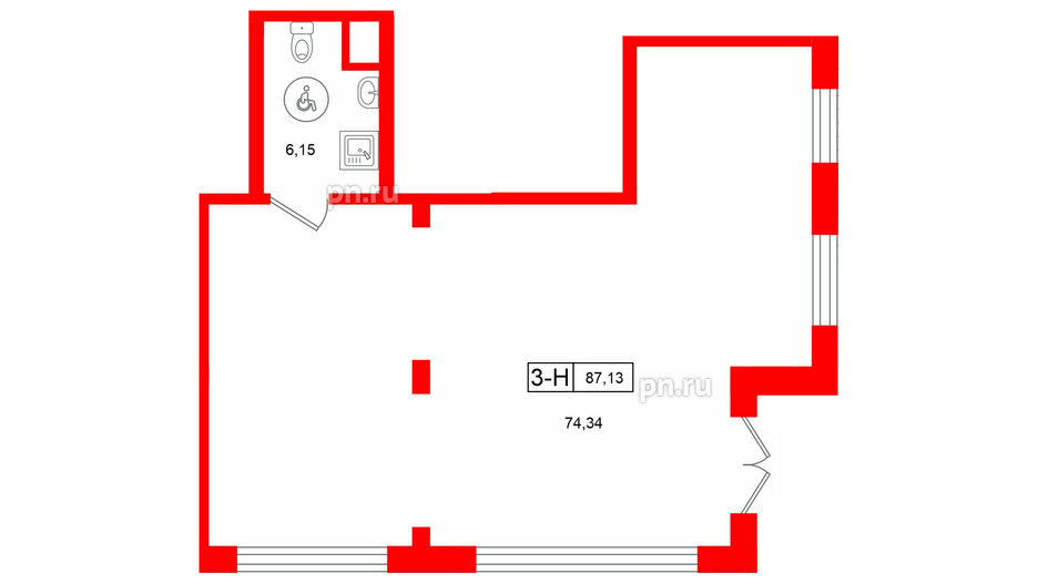 Помещение в ЖК Город спутник Южный., 87.13 м²