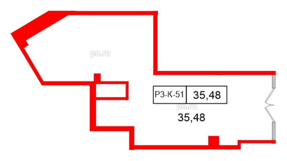 Помещение в ЖК Моско, 35.48 м², 3 этаж