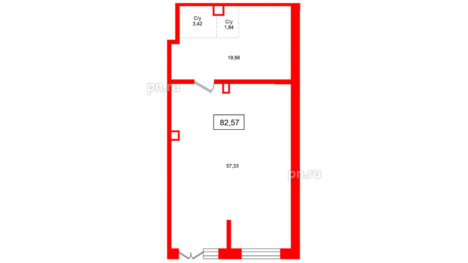 Помещение в ЖК Аквилон VERBA, 82.57 м², 1 этаж