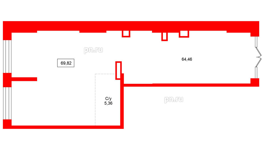 Помещение в ЖК Аквилон VERBA, 69.82 м², 1 этаж