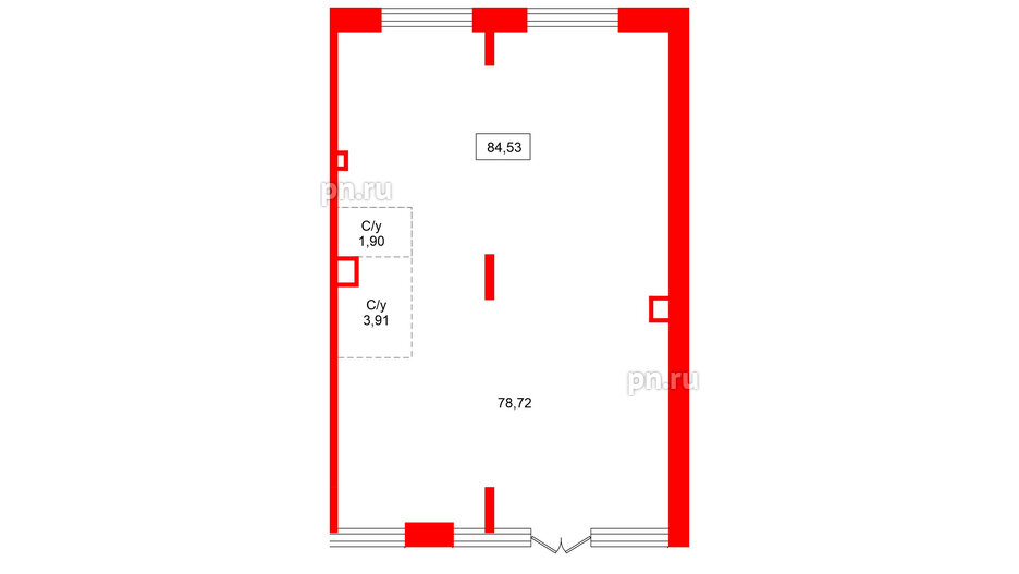 Помещение в ЖК Аквилон VERBA, 84.53 м², 1 этаж