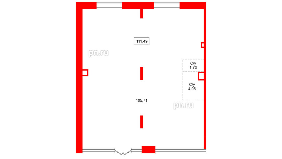 Помещение в ЖК Аквилон VERBA, 111.49 м², 1 этаж