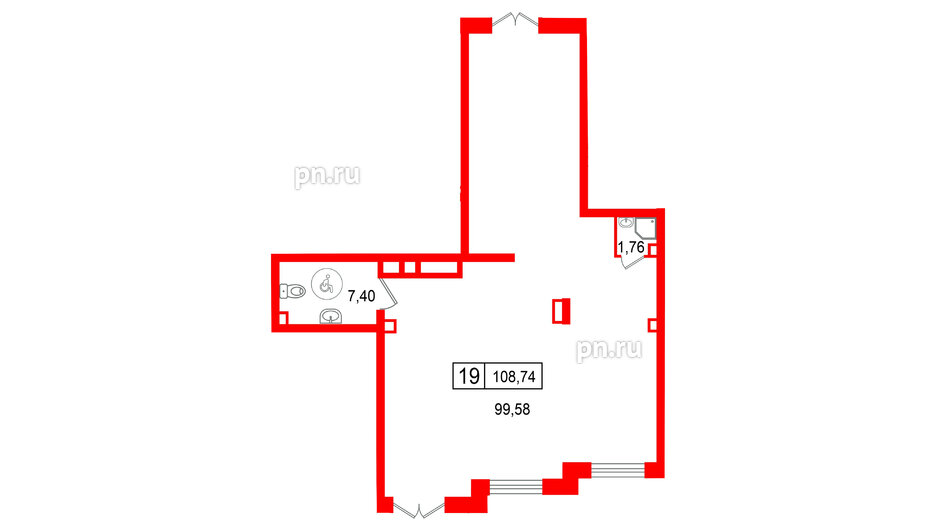 Помещение в ЖК Остров Первых, 108.74 м², 1 этаж
