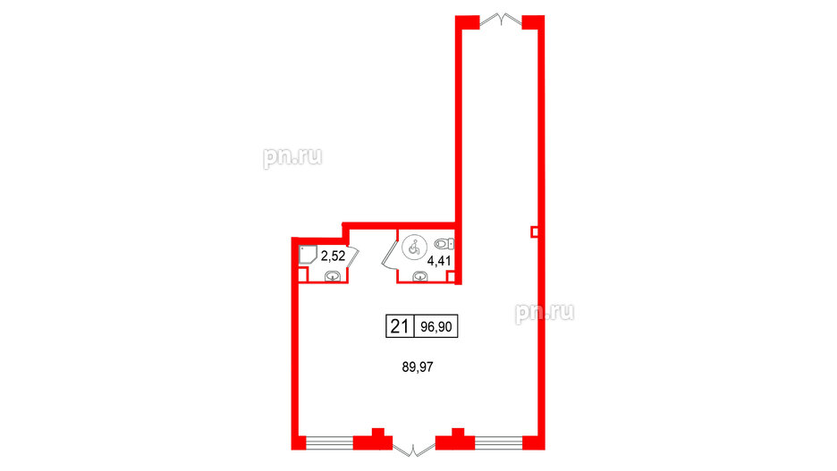 Помещение в ЖК Остров Первых, 96.9 м², 1 этаж