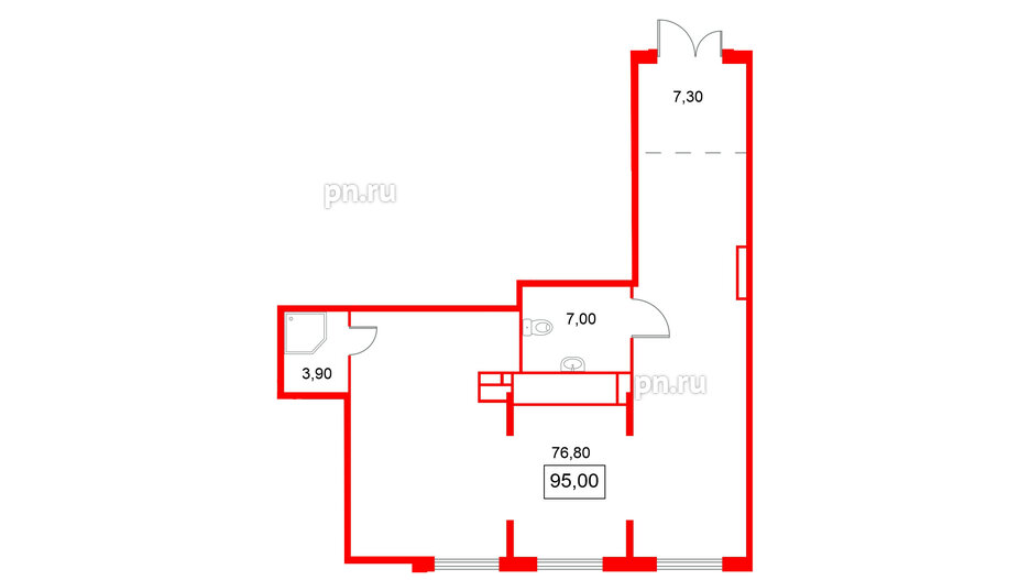 Помещение в ЖК Ягодное Река Парк, 95 м², 1 этаж