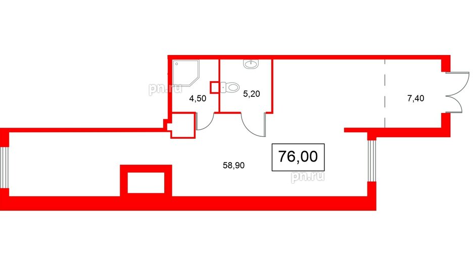 Помещение в ЖК Ягодное Река Парк, 76 м², 1 этаж
