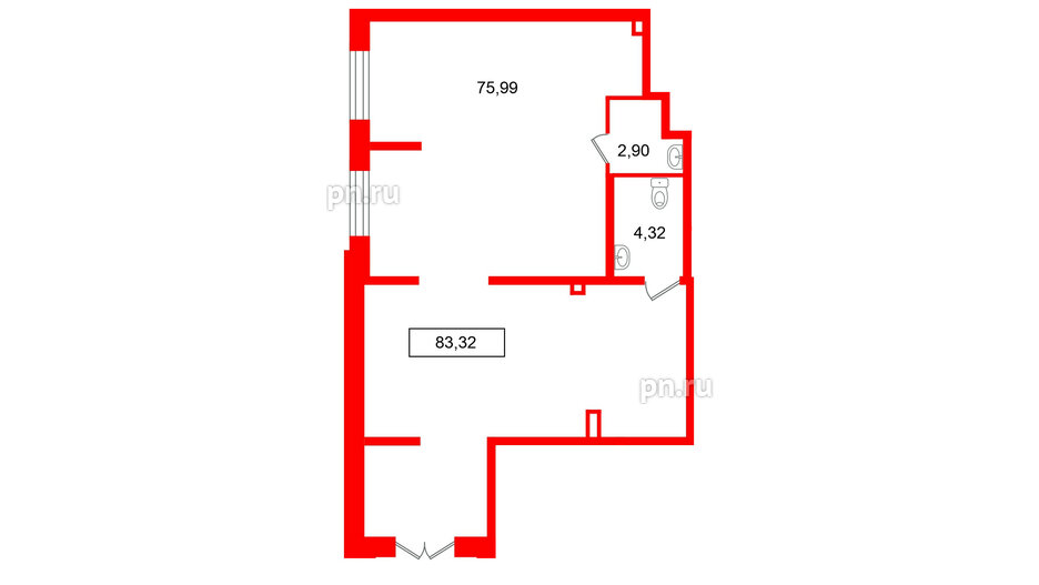 Помещение в ЖК Имена, 83.32 м², 1 этаж