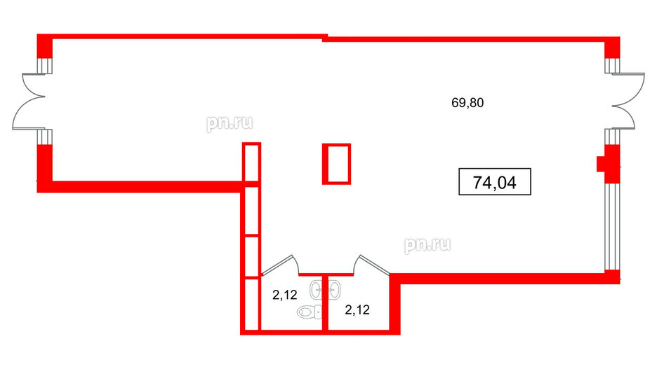 Помещение в ЖК Дубровский, 74.04 м², 1 этаж