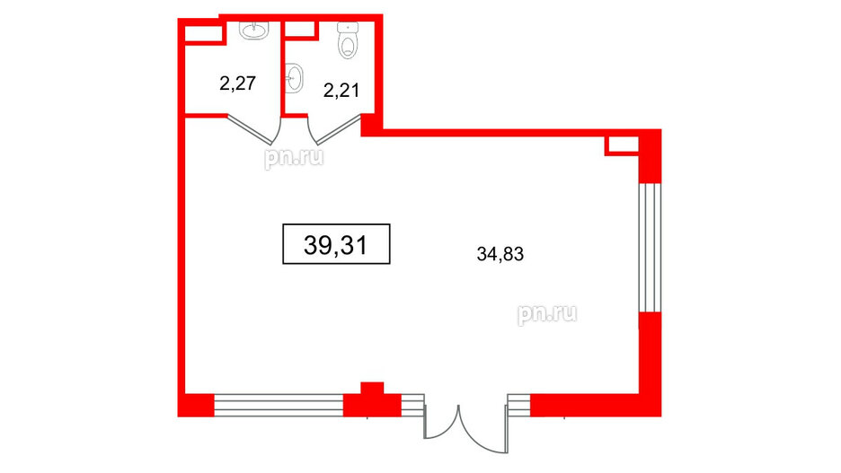 Помещение в ЖК Дубровский, 39.31 м², 1 этаж