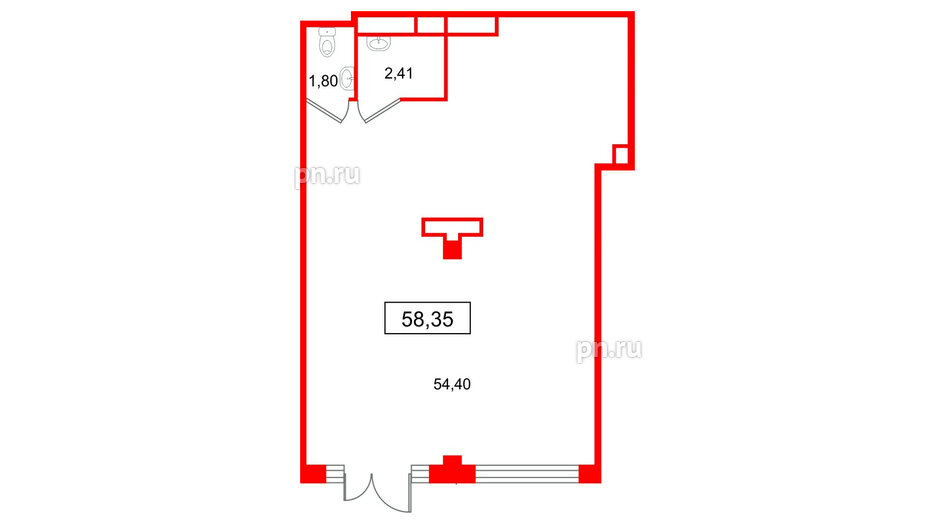 Помещение в ЖК Дубровский, 58.35 м², 1 этаж