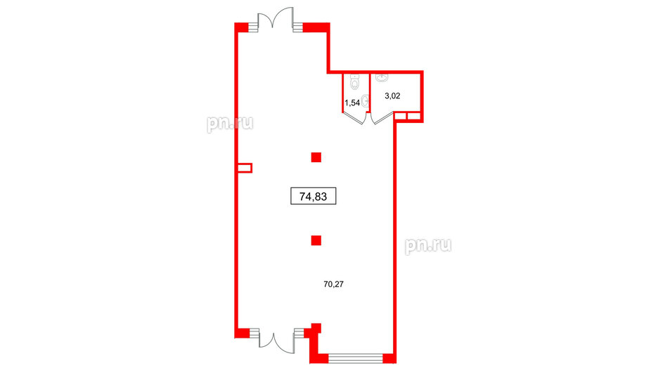 Помещение в ЖК Дубровский, 74.83 м², 1 этаж