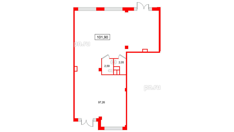 Помещение в ЖК Дубровский, 101.9 м², 1 этаж