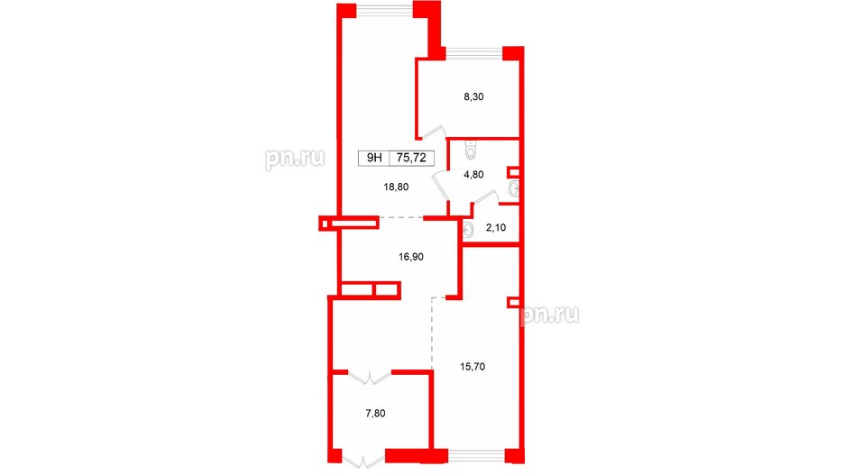 Помещение в ЖК ЦДС Дримлайн., 74.4 м², 1 этаж