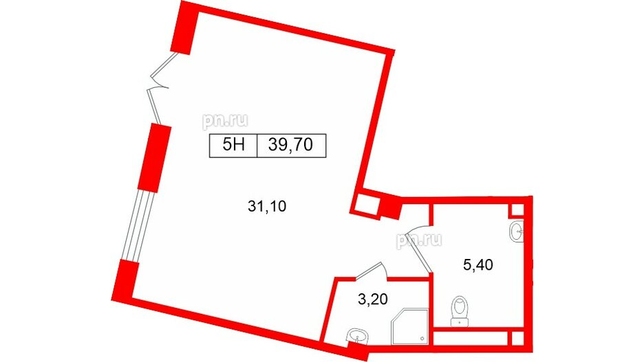 Помещение в ЖК Большая Охта., 39.7 м², 1 этаж