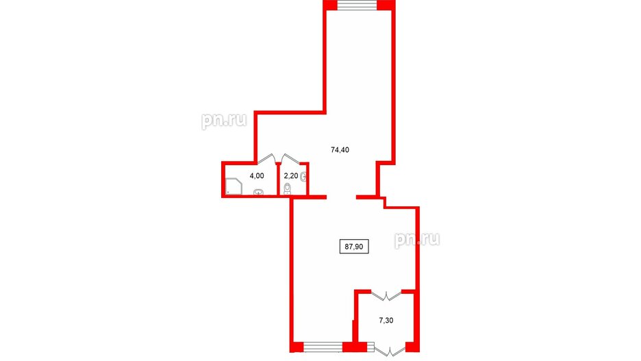 Помещение в ЖК Полис Приморский 2, 87.9 м², 1 этаж