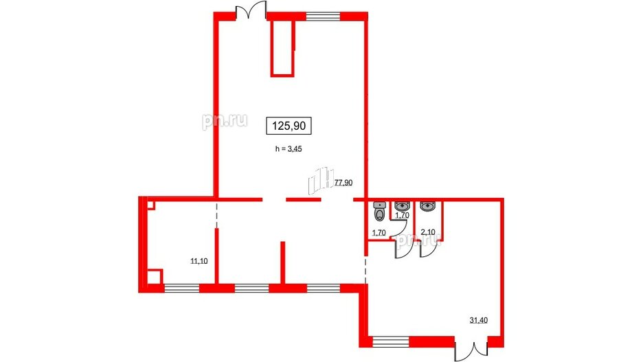 Помещение в ЖК PROMENADE, 125.9 м², 1 этаж