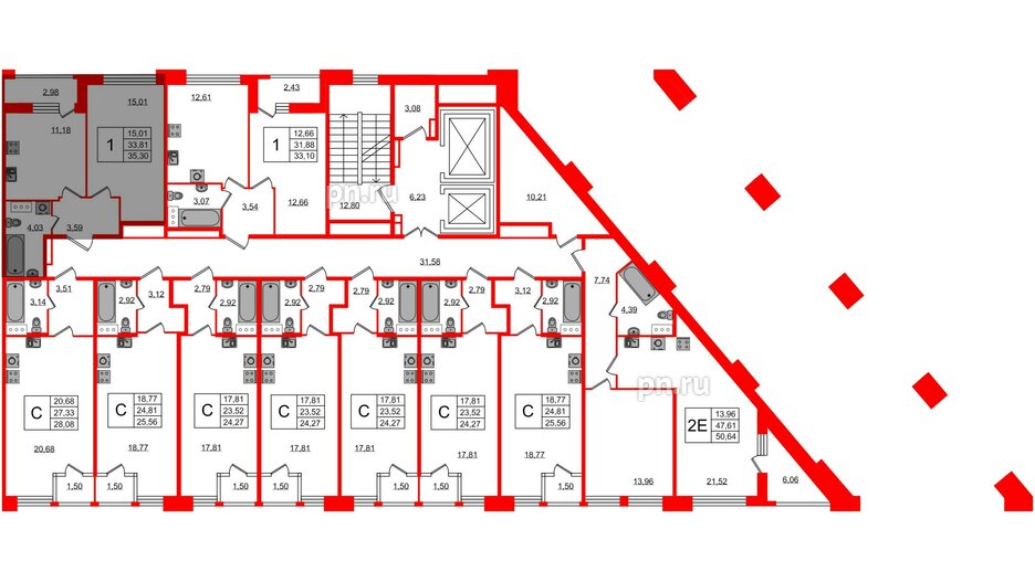 Квартира в ЖК FoRest Akvilon, студия, 23.6 м², 2 этаж