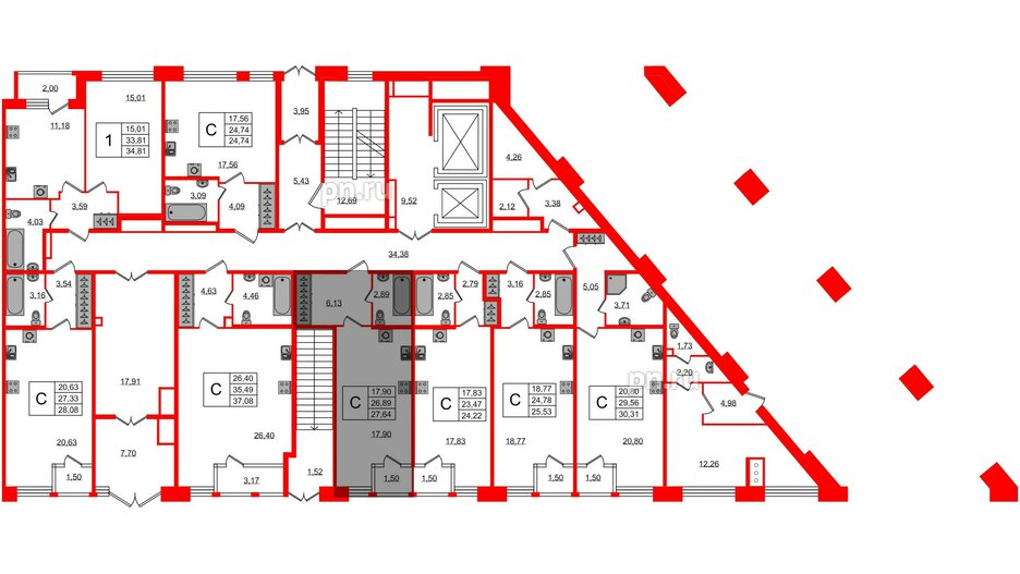 Квартира в ЖК FoRest Akvilon, студия, 24.9 м², 1 этаж