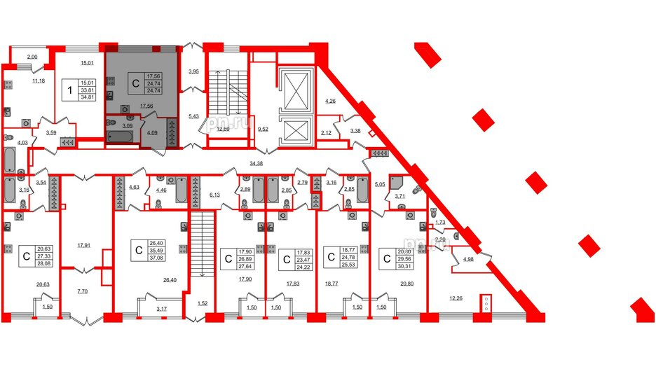 Квартира в ЖК FoRest Akvilon, студия, 36 м², 1 этаж