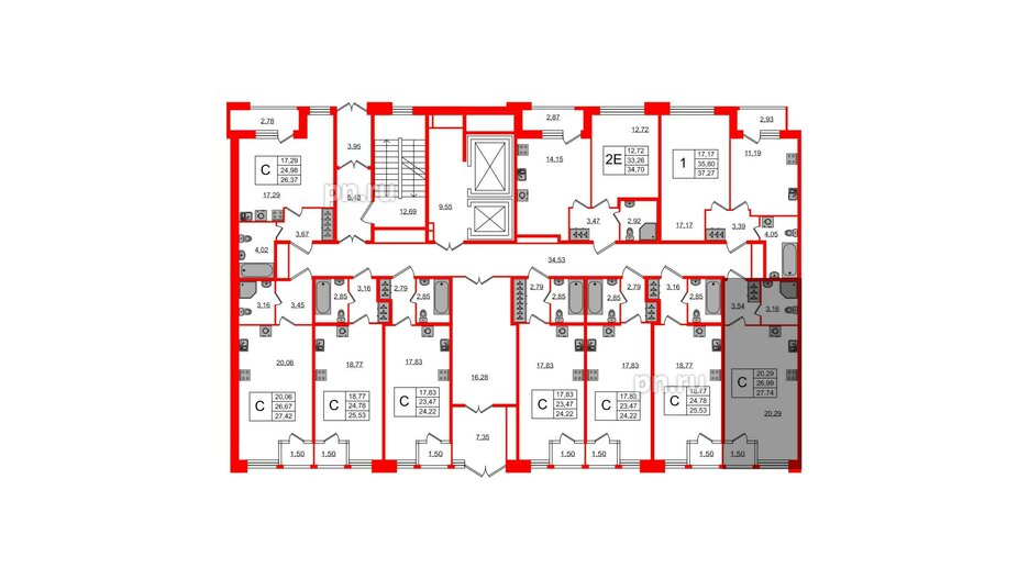 Квартира в ЖК FoRest Akvilon, 1 комнатная, 37 м², 1 этаж