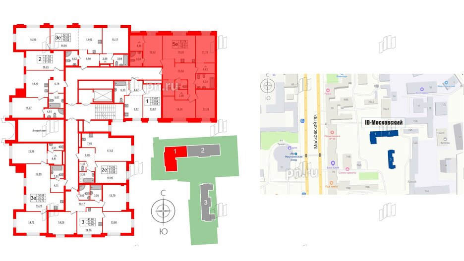 Квартира в ЖК ID Московский, 4 комнатная, 116.27 м², 2 этаж