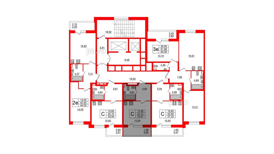 Квартира в ЖК Аквилон All in 3.0, студия, 23.81 м², 2 этаж