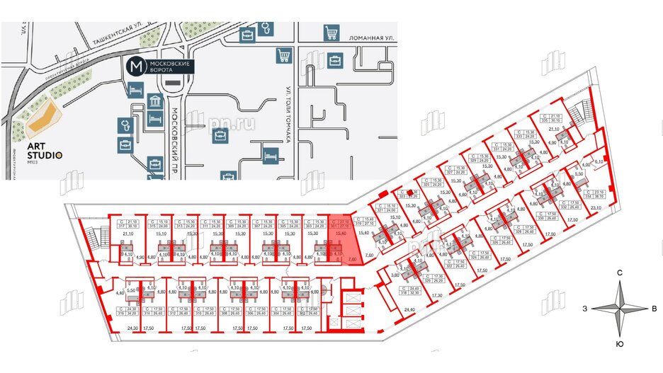 Апартаменты в ЖК ARTStudio M103, студия, 26.6 м², 3 этаж