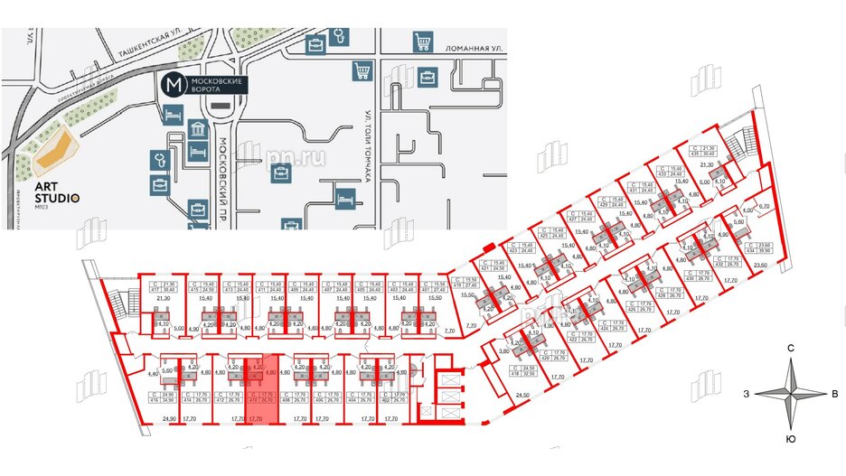 Апартаменты в ЖК ARTStudio M103, студия, 25.8 м², 4 этаж